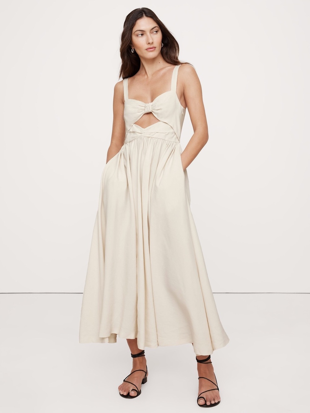 Banana Republic Linen-Blend Cut-Out Midi Dress - NWOT